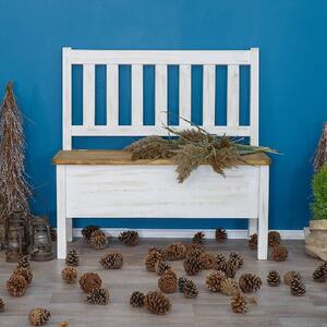Massive home | Dřevěná lavice Corona XIV BNC14 Bílý vosk Šířka 100 cm A- s úložným prostorem, bez područek