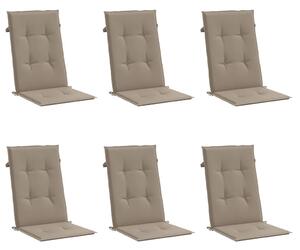 Podušky na židli vysoké opěradlo 6 ks taupe 120x50x3 cm textil
