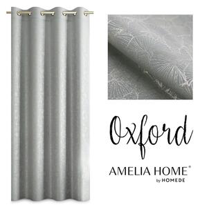 AmeliaHome Dekorační závěs Oxford Ginkgo stříbrný, 140x250 cm