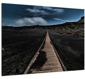 Obraz dřevěné cesty za soumraku (70x50 cm)