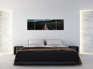 Obraz dřevěné cesty za soumraku (170x50 cm)