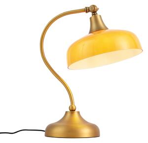 Klasická stolní lampa bronzová s oranžovým opálovým sklem - Clerk