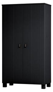 Černá šatní skříň z borovicového dřeva 111x202 cm Ties – WOOOD