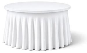 Skládaný strečový potah na kulatý stůl Ø122 cm – bílý barva Bílá