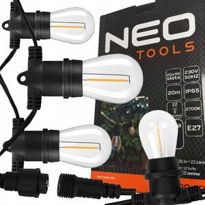 NEO LED venkovní řetěz 20m, 20+2 žárovek, 20W, 3000K - teplá bílá, IP44