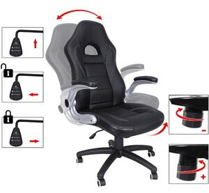 Massive home | Černá kancelářská židle na kolečkách Pany III MHOBG28 Šedá Syntetická kůže