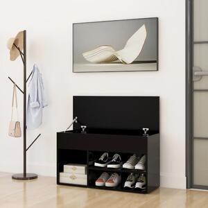 Lavice s botníkem černá 80 x 30 x 45 cm kompozitní dřevo
