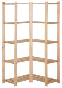 5patrový úložný regál rohový 82,5x82,5x170 cm masivní borovice
