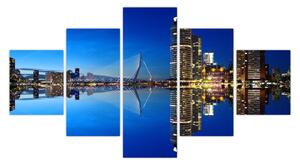 Obraz - noční Rotterdam (125x70 cm)