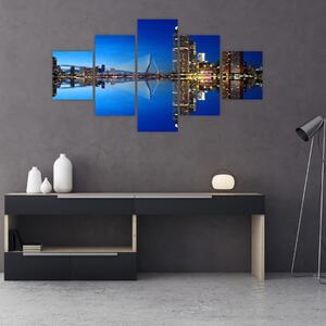 Obraz - noční Rotterdam (125x70 cm)