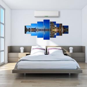 Obraz - noční Rotterdam (210x100 cm)