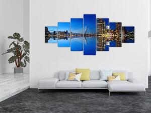 Obraz - noční Rotterdam (210x100 cm)