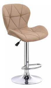 LuxuryForm DESIGN Barová židle LIVIO VELUR na stříbrné kulaté podstavě - latte