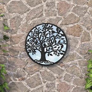 Zahradní zrcadlo černé 40 x 2,5 cm železo kulaté do exteriéru 318370