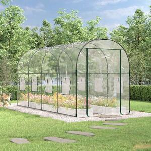Skleník průhledný 160 x 400 x 190 cm PVC práškově lakovaná ocel 317247