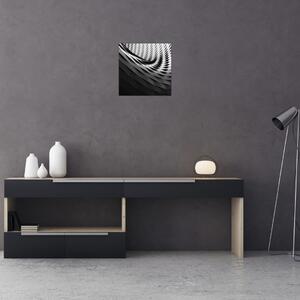 Abstraktní obraz - černobílá spirála (30x30 cm)