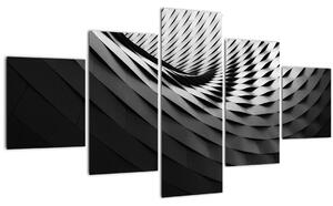 Abstraktní obraz - černobílá spirála (125x70 cm)