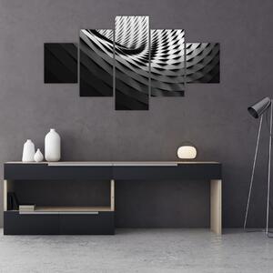 Abstraktní obraz - černobílá spirála (125x70 cm)