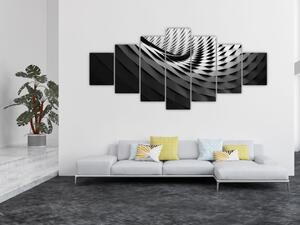 Abstraktní obraz - černobílá spirála (210x100 cm)