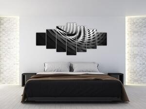 Abstraktní obraz - černobílá spirála (210x100 cm)