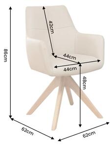 Designová otočná židle Devassy béžová kůže / dub