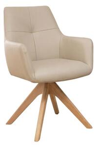 Designová otočná židle Devassy béžová kůže / dub