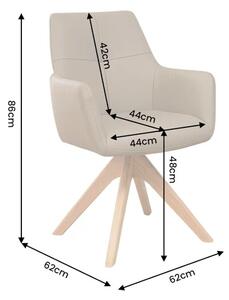 Designová otočná židle Devassy taupe kůže / dub
