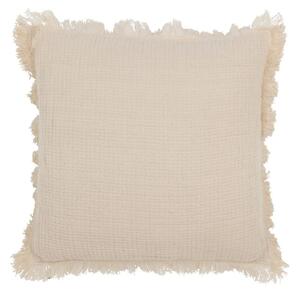 Béžový mušelínový polštář s třásněmi Muslin - 45*10*45 cm