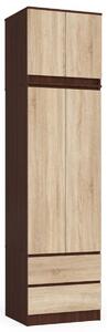 Ak furniture Šatní skříň s nástavcem Star 60 cm wenge/dub sonoma