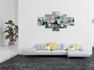 Obraz květu - tyrkysové (125x70 cm)