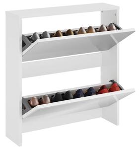 Botník se zrcadlem 2patrový bílá s vysokým leskem 63x17x67 cm