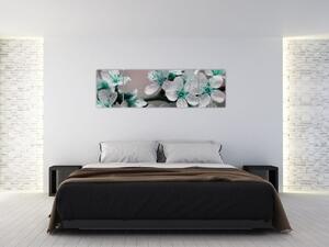 Obraz květu - tyrkysové (170x50 cm)