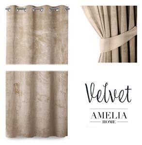AmeliaHome Dekorační závěs Velvet krémový 140x245 cm