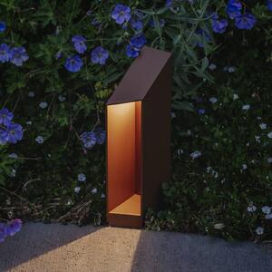 MARSET LED lampa s podstavcem Domus výška 26 cm, rezavě hnědý hliník, stmívatelný, Hnědá / rez, Hliník, Design