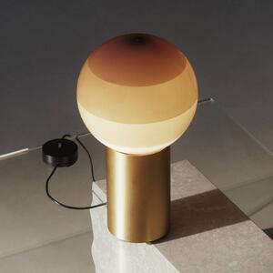MARSET Stolní lampa Dipping Light, výška 22 cm, krémová/mosazná, Krémová / jantar, Obývací pokoj / jídelna, Sklo, Design