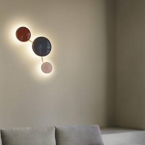 MARSET LED nástěnné světlo Caramel, hnědá, Ø 28 cm, TRIAC, sklo, stmívatelný, Hnědá / rez, Obývací pokoj / jídelna, Sklo, Design