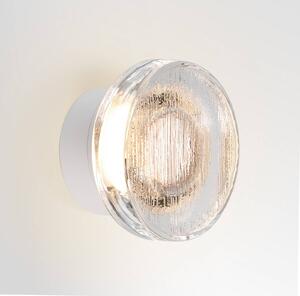 MARSET LED venkovní nástěnné svítidlo Roc, Ø 17 cm, bílá/průsvitná, stmívatelný, Bílá / opál, Hliník, Design
