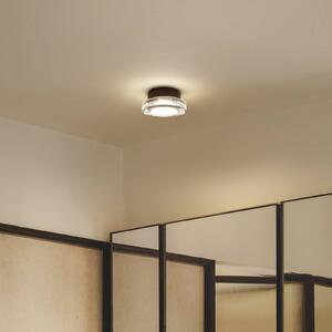 MARSET LED venkovní nástěnné svítidlo Roc, Ø 17 cm, černá/průsvitná, stmívatelný, Černá, Hliník, Design