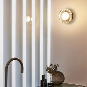 MARSET LED venkovní nástěnné svítidlo Roc, Ø 14 cm, černá/průsvitná, stmívatelný, Černá, Hliník, Design