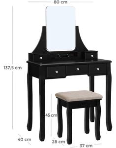 Massive home | Toaletní stolek se stoličkou Laura II černý RDT25BK