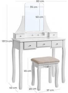 Massive home | Toaletní stolek se stoličkou Laura II bílý RDT25WT