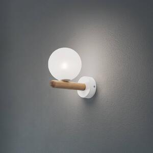 TK Lighting Nástěnné světlo Estera, bílá/barva dřeva, sklo, G9, stmívatelný, Bílá / opál, Obývací pokoj / jídelna, Sklo, Moderní