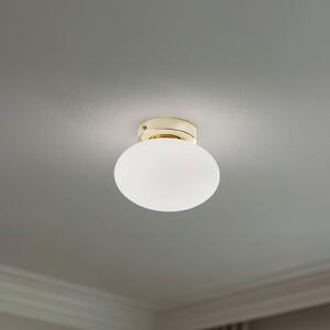 Domiluce Stropní světlo Ufo, zlatá/bílá, Ø 18 cm, sklo, G9, stmívatelný, Bílá / opál, Obývací pokoj / jídelna, Sklo, Moderní