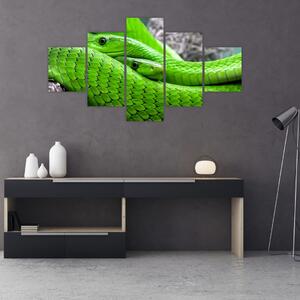 Obraz zelených hadů (125x70 cm)