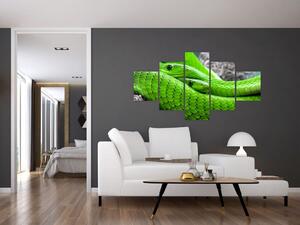 Obraz zelených hadů (125x70 cm)