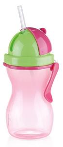 Dětská láhev s brčkem BAMBINI 300 ml, zelená, růžová
