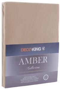 DecoKing Bavlněné jersey prostěradlo Amber, cappuccino hnědá Rozměr: 80-90x200 cm