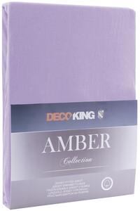 DecoKing Bavlněné jersey prostěradlo Amber, fialová Rozměr: 100-120x200 cm