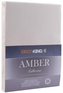 DecoKing Bavlněné jersey prostěradlo Amber, krémová Rozměr: 120-140x200 cm