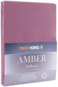 DecoKing Bavlněné jersey prostěradlo Amber, švestkově růžová Rozměr: 100-120x200 cm